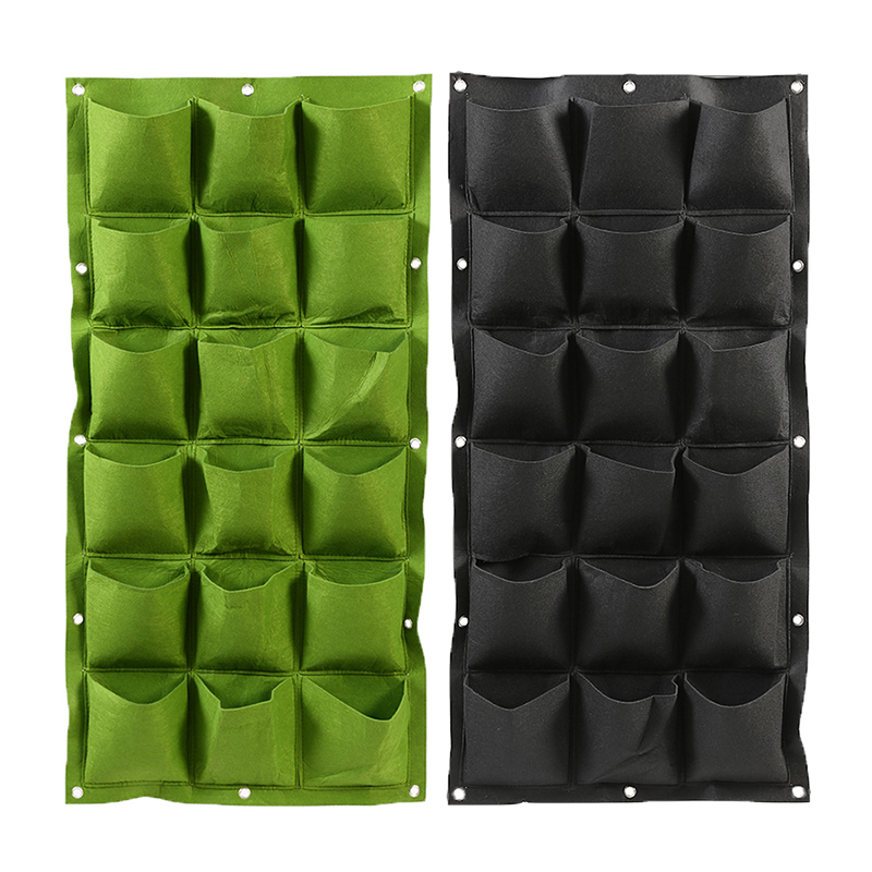 18 Pockets Polyester Flora Felt Fabric Wall Hanging Vertical Garden Planters Non Woven Fabric Pot Eco-friend Grow Bag