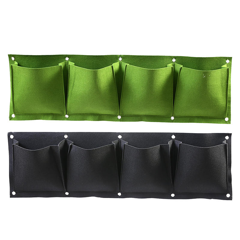 4 Pockets Eco-friendly Breathable Nonwoven Felt Fabric Wall Planter Vertical Pockets Grow Pot Bags