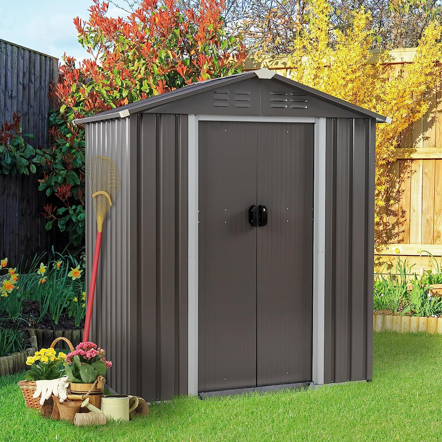 6X4FT Metal Garden Shed