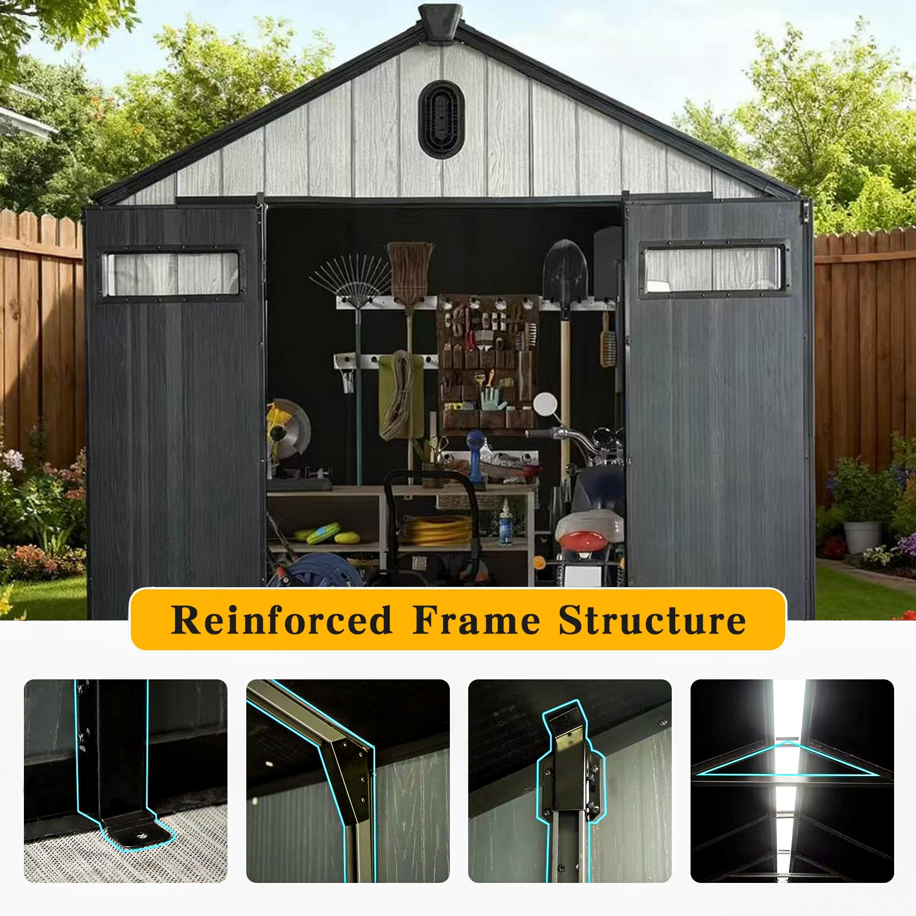 PLASTIC GARDEN TOOL STORAGE SHED