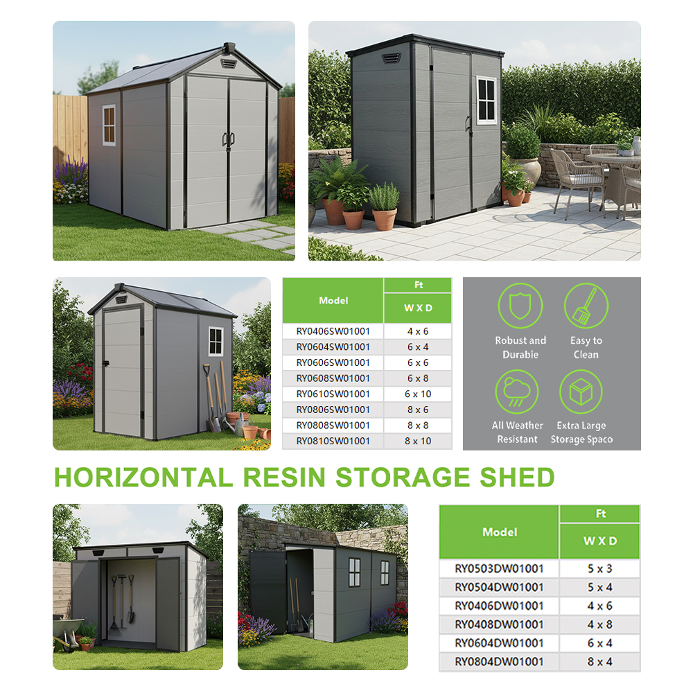 resin horizontal storage shed