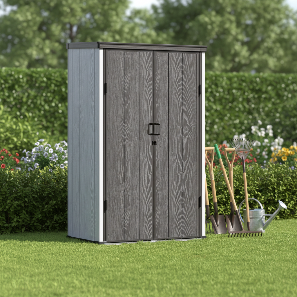 Outdoor Plastic Vertical Tool Shed