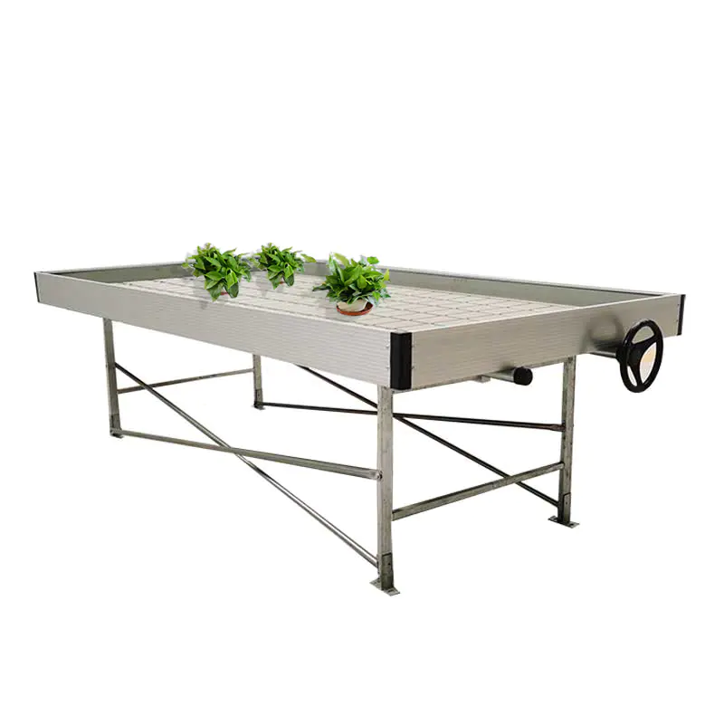 Premium rolling seedbed bench table with high-grade trays for efficient greenhouse growing.